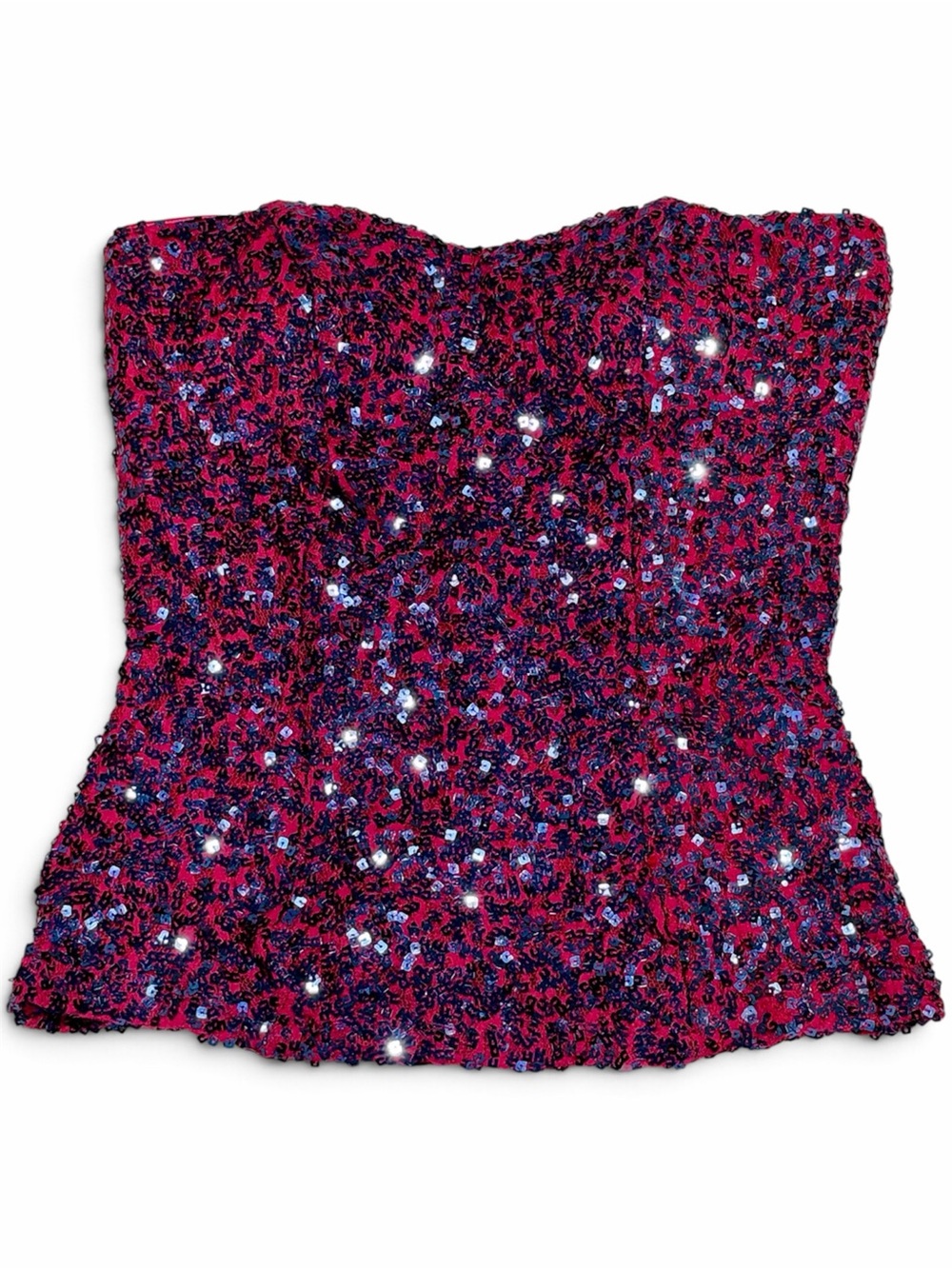 Vintage Y2K Wet Seal Pink Blue Sequin Corset Bustier Top M